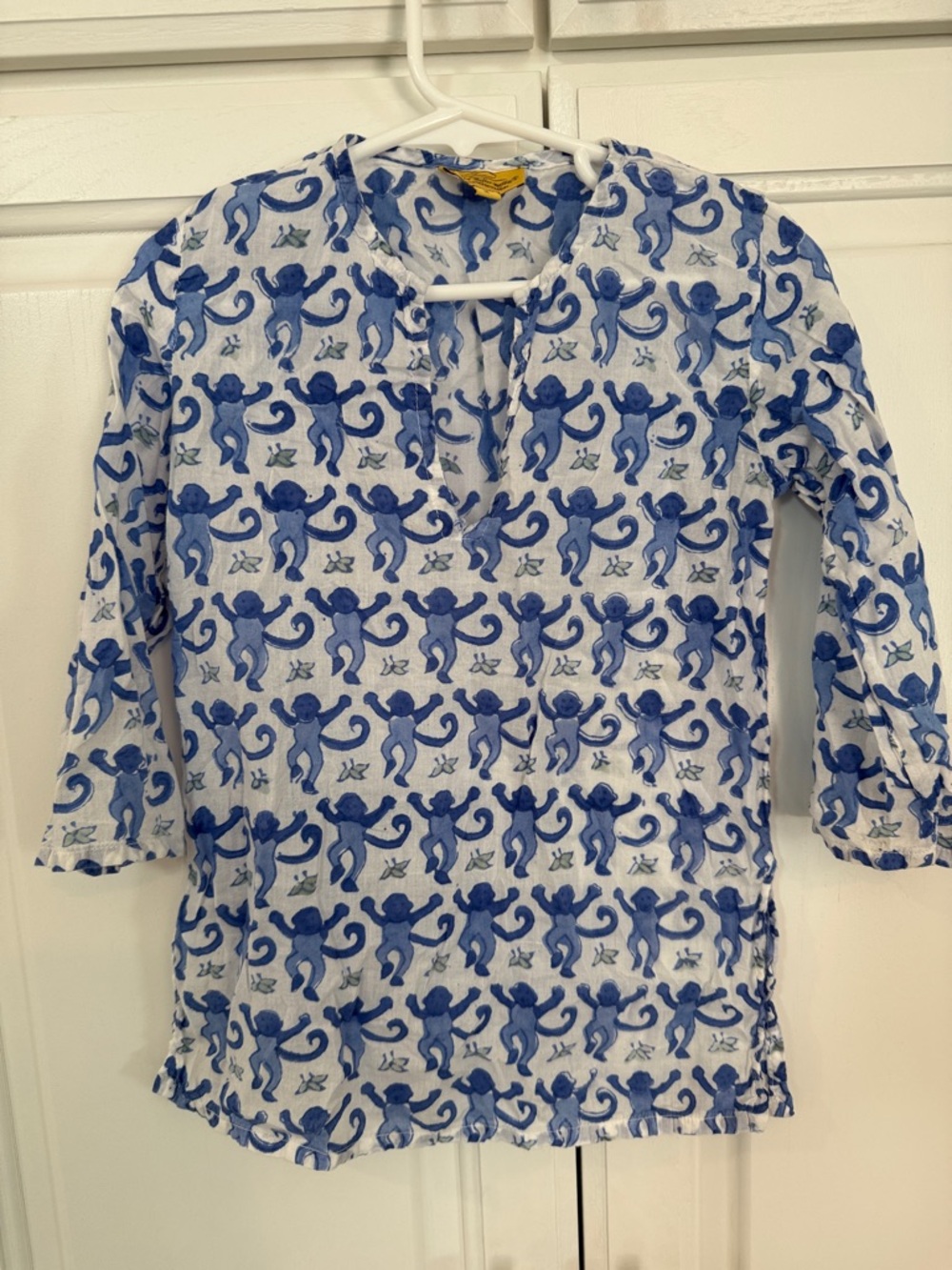 Roberta Roller Rabbit Kids White Tunic with Blue Monkey Print